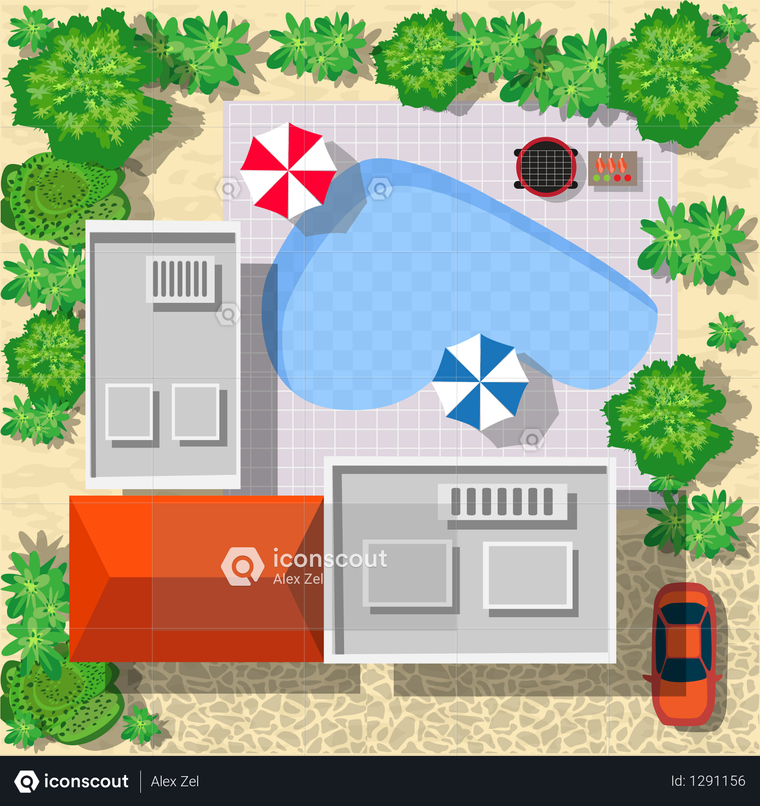 1500x1592 Premium Top View Of Houses Illustration Download In Png Vector