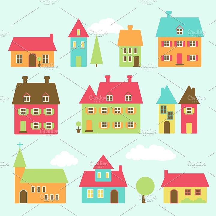 720x720 Free Collection Of Houses Clipart Vector Download Transparent
