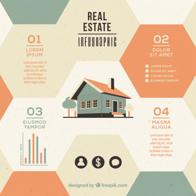 Hexagonal Real Estate Infographic With House In Flat Design Vector 626x626 Hexagonal Real Estate Infographic With House In Flat Design Vector