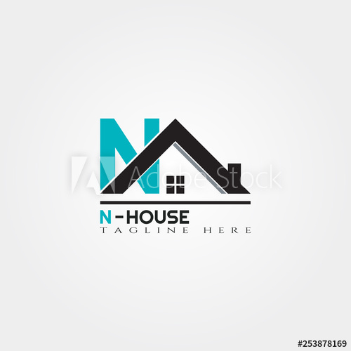500x500 House Icon Template With N Letter, Home Creative Vector Logo