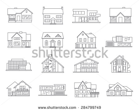 450x358 House Outline Vector House Outline Set Download Free Vector Art