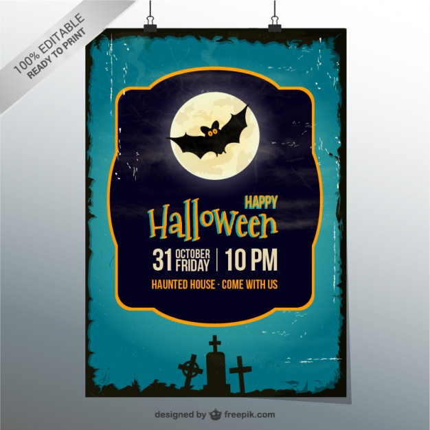 626x626 Haunted House Party Poster Vector Free Download