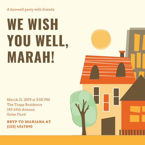 550x550 Colorful House Vector Farewell Party Invitation