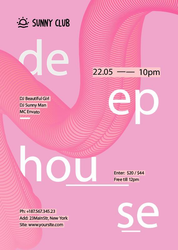 570x800 Deep House Party Flyer With Poster Template Vector Free Download