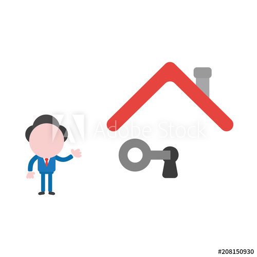 500x500 Vector Illustration Businessman Character Unlock Keyhole Under