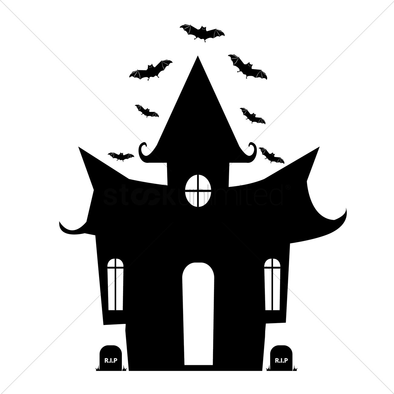 1300x1300 Halloween House Silhouette Vector Image