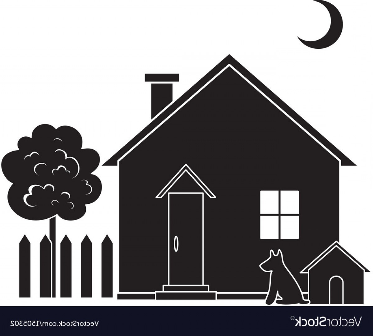1200x1082 House And Tree Silhouette Vector Soidergi