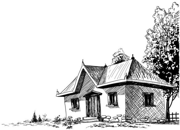 584x424 House Sketch Vector Free Vector In Encapsulated Postscript