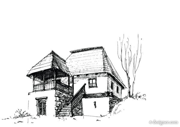 600x424 Designer House Sketch Vector Material