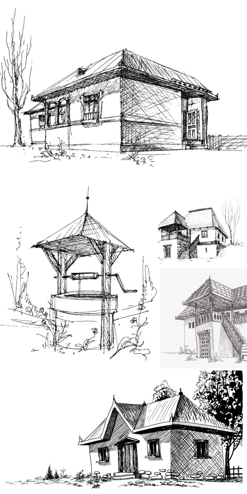 800x1600 House Sketches Vector Vector Graphics Blog