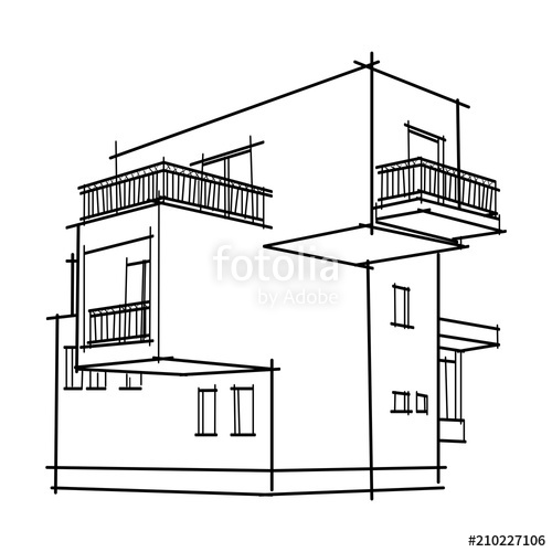 500x500 Modern House Sketch Vector Illustration Stock Image And Royalty
