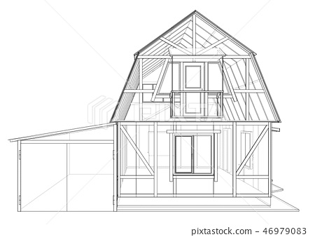 450x338 Private House Sketch Vector Rendering