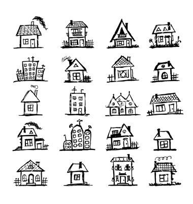 380x400 Sketch Of Art Houses For Your Design Vector