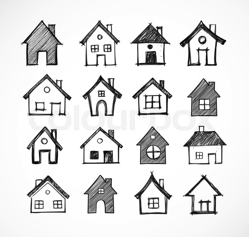 800x762 Sketch Of Houses On White Background Stock Vector Colourbox