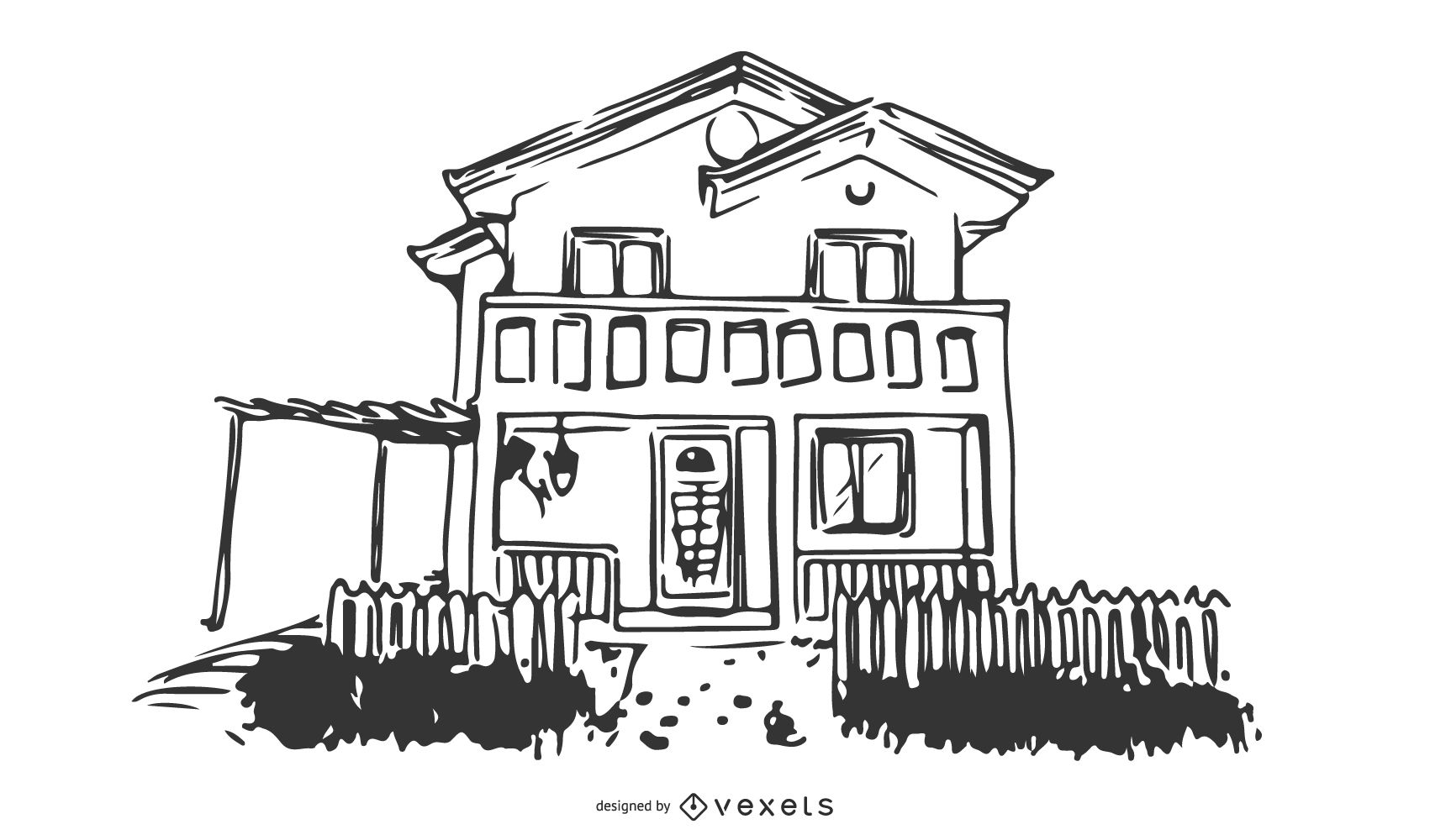 1701x1000 House Sketch Vector