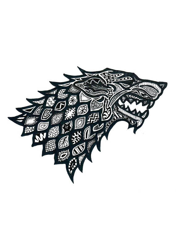 570x728 Floral Pattern Wolf Stark House Game Of Thrones Vector