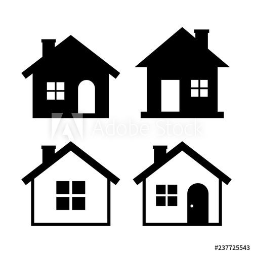 500x500 House Vector Icons On White Background
