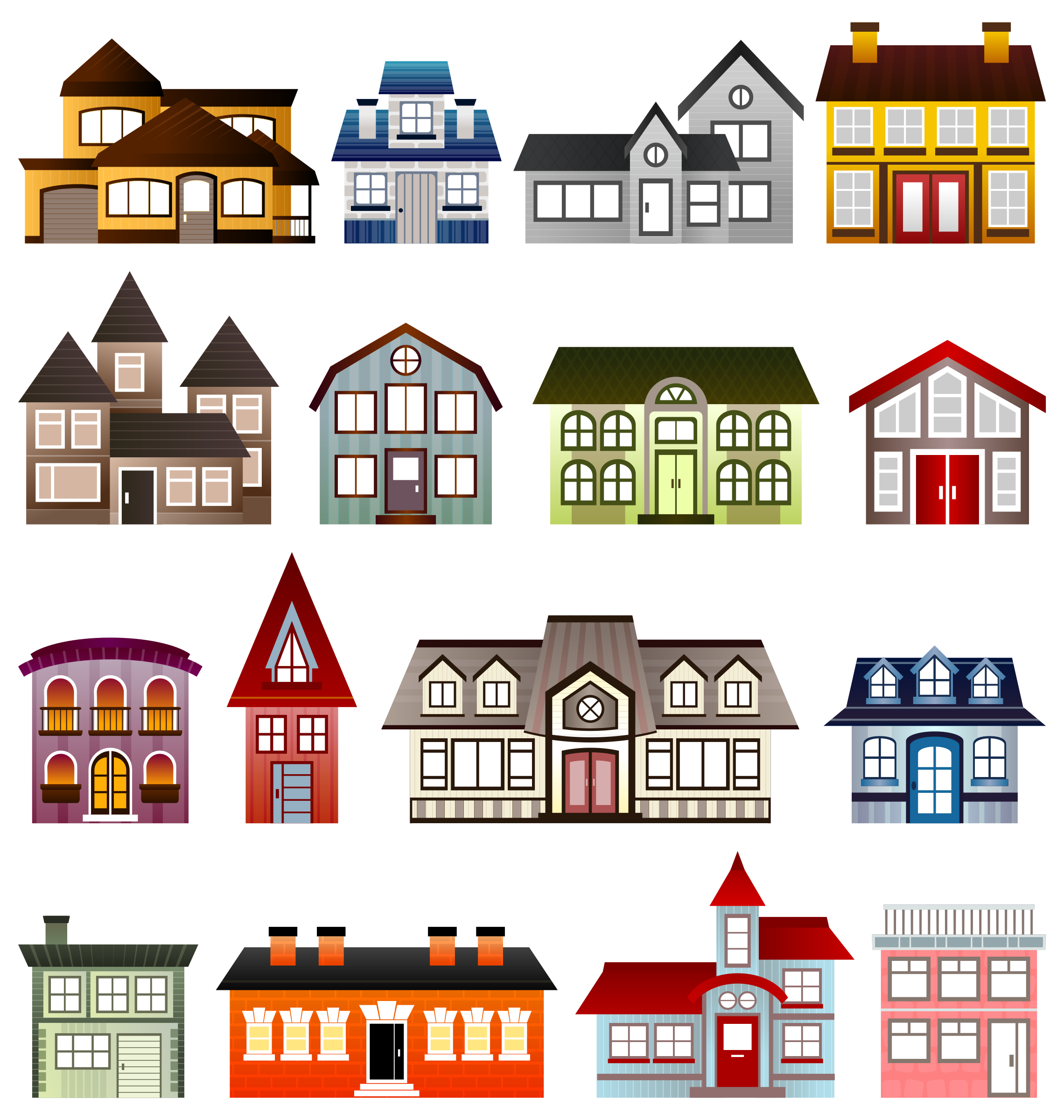 2280x2400 Simple Houses Vector Clipart Image