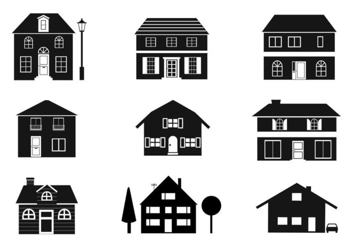 700x490 Black And White Houses Vector Pack