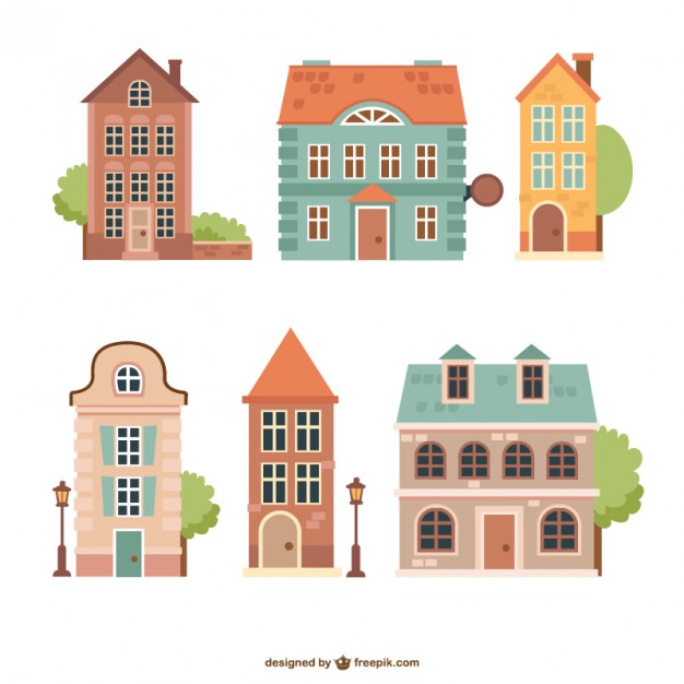 626x626 Vintage Houses Pack Free Vector