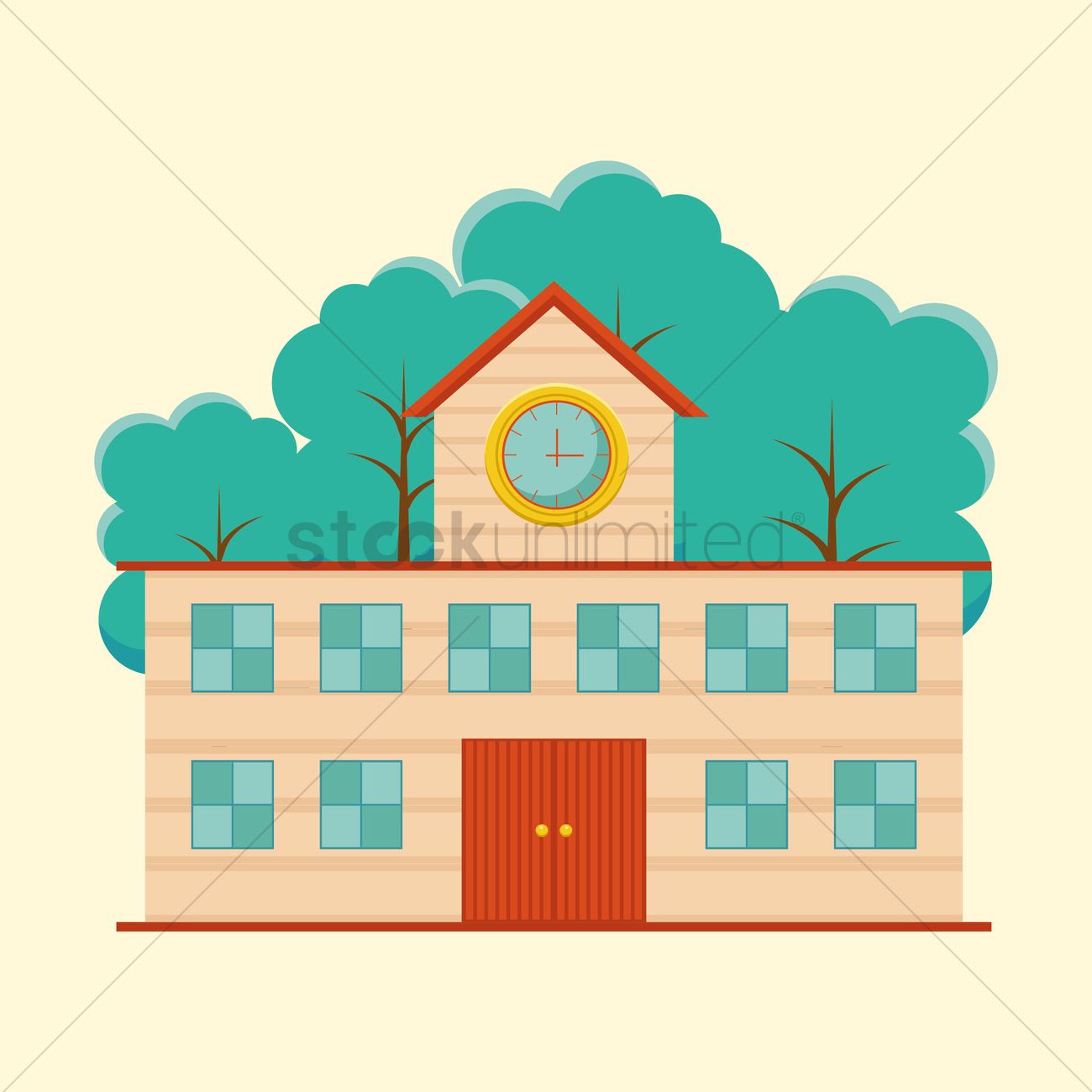 1300x1300 Clock House Vector Image