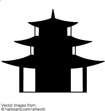 335x355 Download Chinese House Silhouette