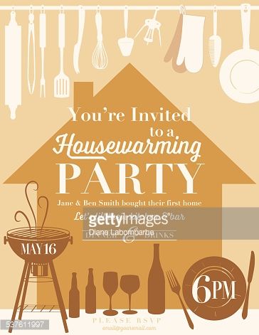 364x471 Housewarming Party Invitation With Brown House Silhouette On Peach