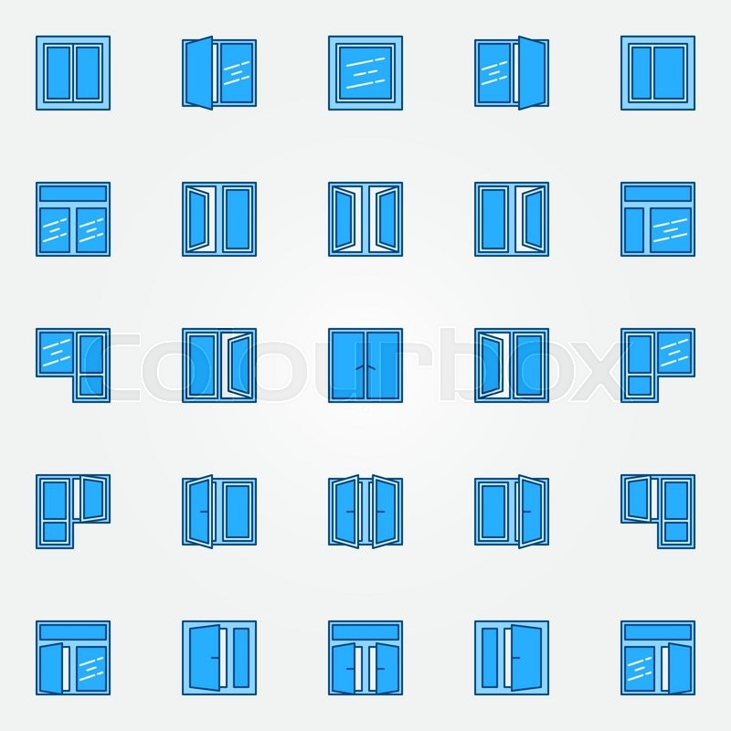 Window Blue Icons Set Vector Blue Stock Vector Colourbox 800x800 Window Blue Icons Set Vector Blue Stock Vector Colourbox