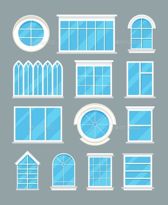 Glass Home Windows Types Vector Flat Icons Apartments House 590x721 Glass Home Windows Types Vector Flat Icons Apartments House