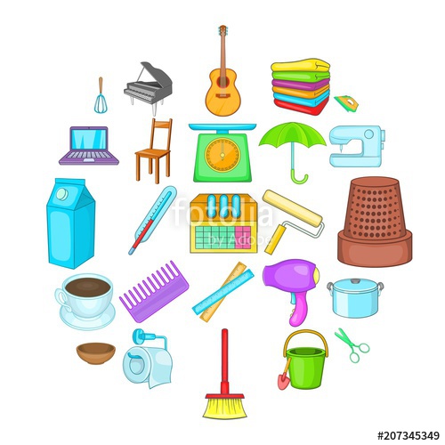 500x500 Housekeeping Icons Set Cartoon Set Of Housekeeping Vector