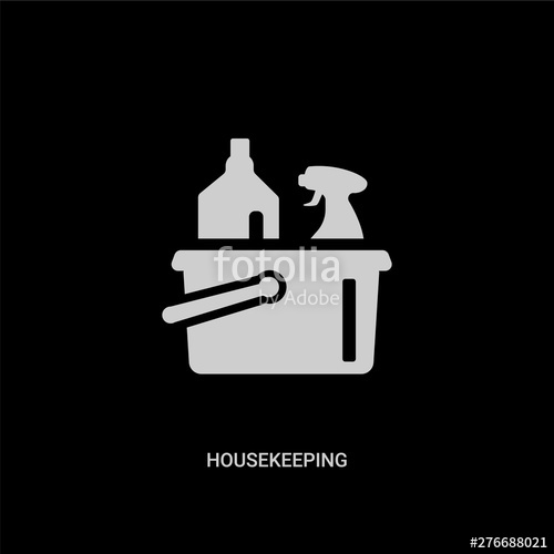 500x500 White Housekeeping Vector Icon On Black Background Modern Flat