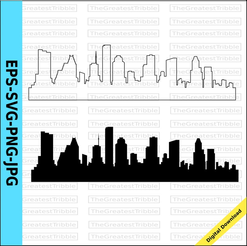 794x793 Houston City Skyline Silhouette Houston City Skyline Outline Etsy