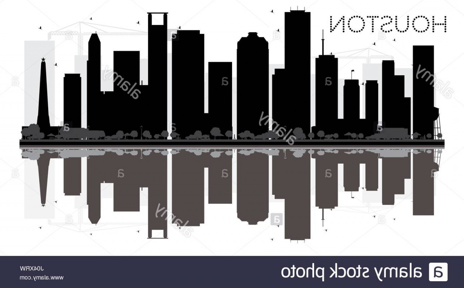 1560x969 Stock Photo Houston City Skyline Black And White Silhouette