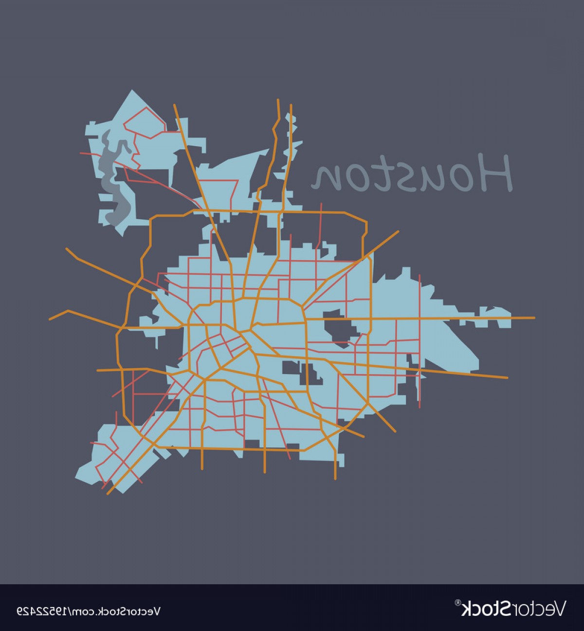 1200x1296 Flat Map Houston City Texas Roads Vector Soidergi