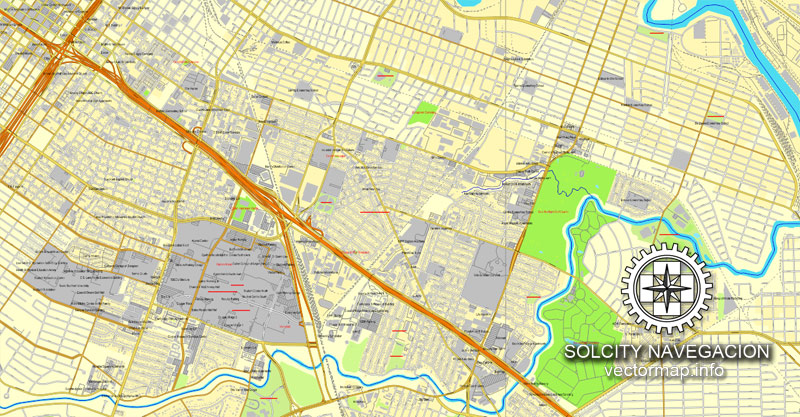 800x417 Houston, Texas, Us, Printable Vector Street City Plan Map, Full