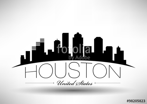 Vector Houston Skyline Design With Typography Stock Image 500x354 Vector Houston Skyline Design With Typography Stock Image