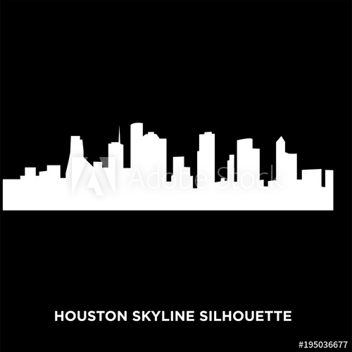 White Houston Skyline Silhouette On Black Background 500x500 White Houston Skyline Silhouette On Black Background