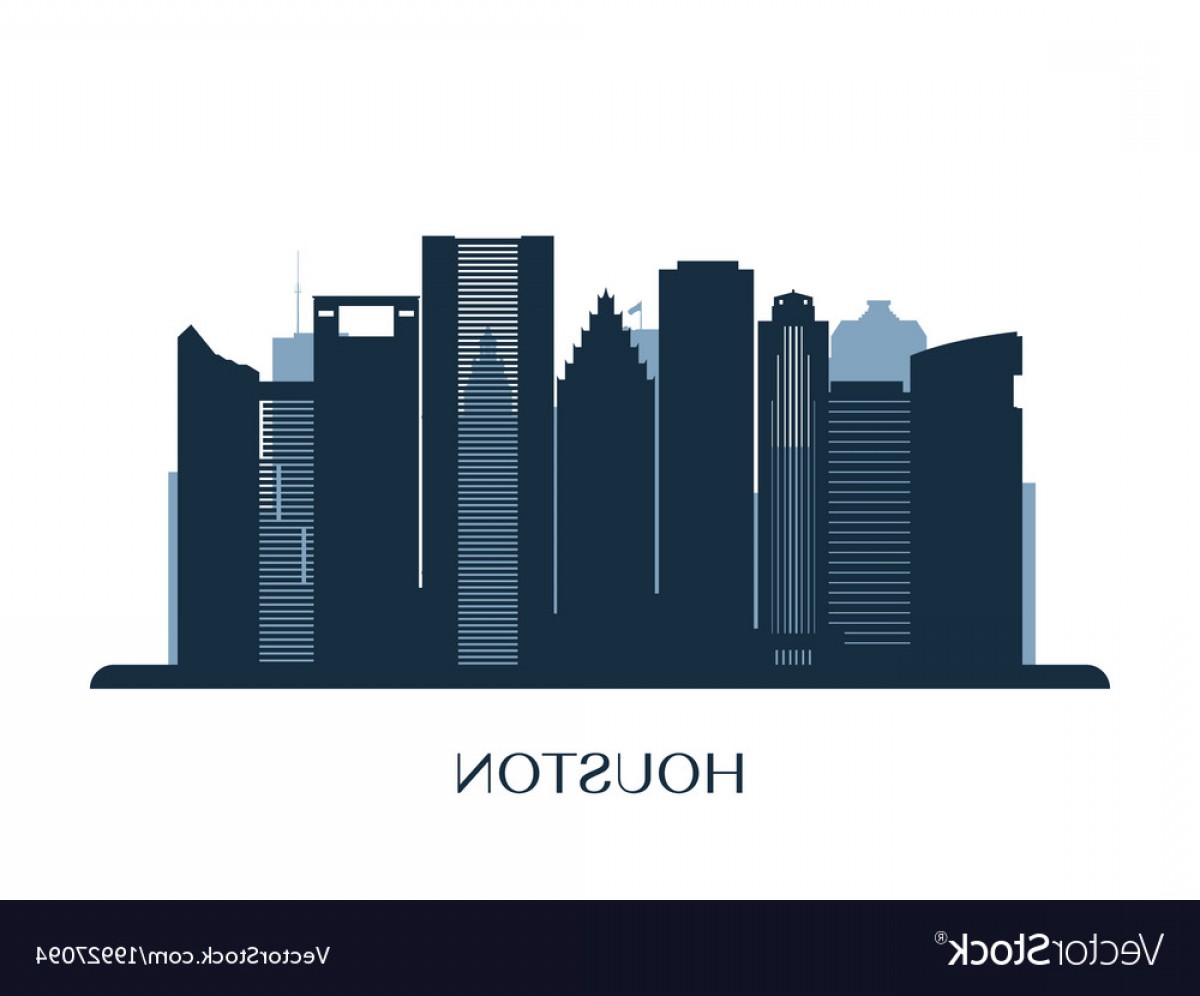 1200x996 Houston Skyline Monochrome Silhouette Vector Geekchicpro
