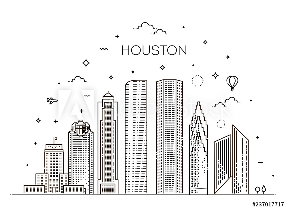1000x733 Photo Art Print Houston City Skyline, Vector Illustration