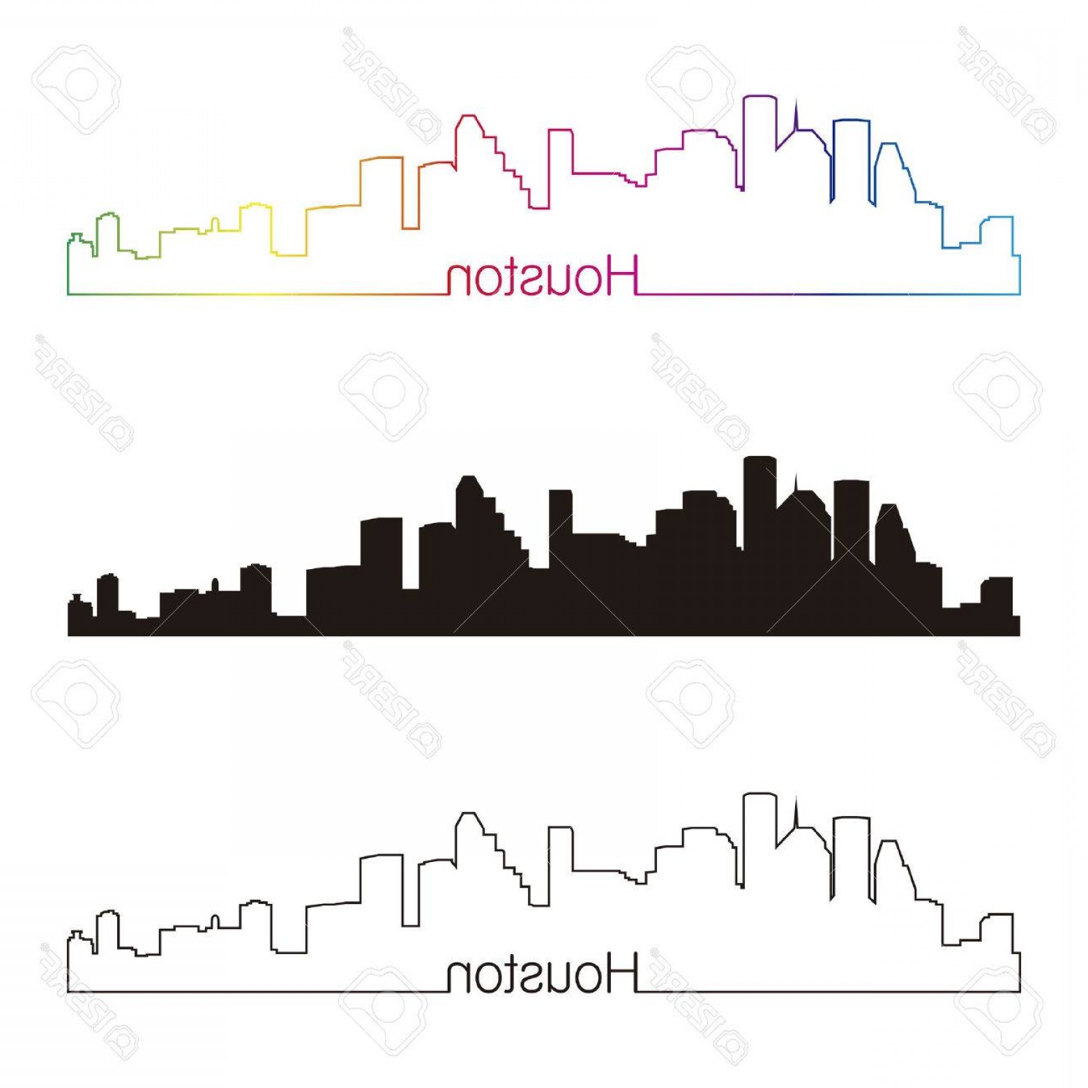 1560x1560 Photostock Vector Houston Skyline Linear Style With Rainbow