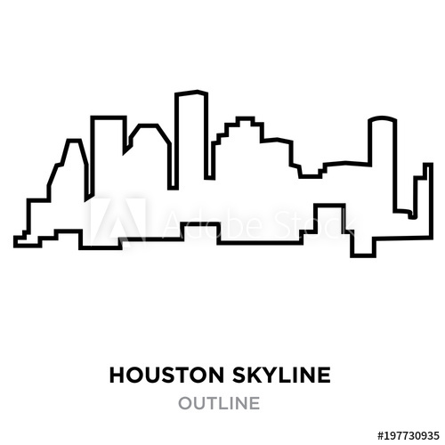 500x500 Houston Skyline Outline On White Background, Vector Illustration