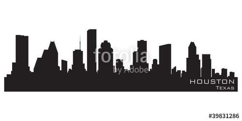 500x250 Houston, Texas Skyline Detailed Vector Silhouette Stock Image
