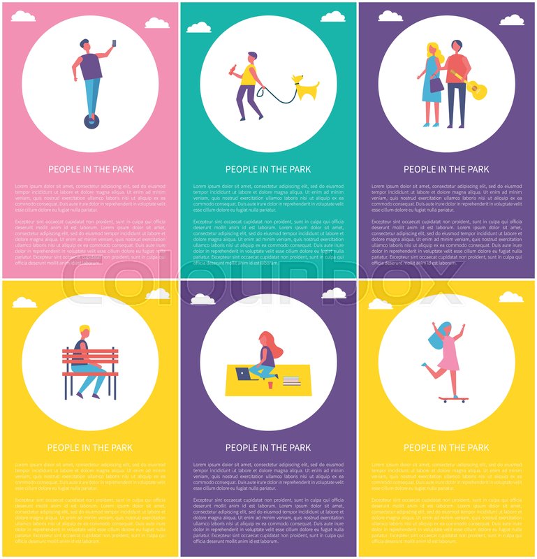 769x800 People In Park, Hoverboard Riding Stock Vector Colourbox