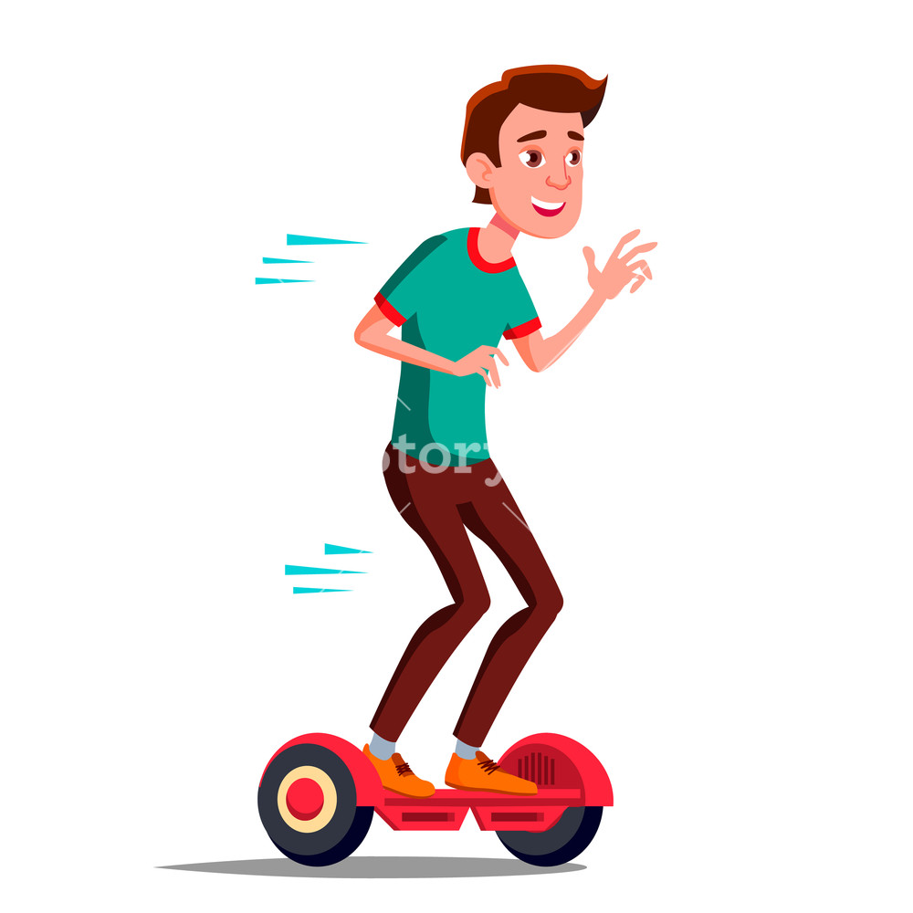 1000x1000 Teen Boy On Hoverboard Vector Riding On Gyro Scooter Outdoor
