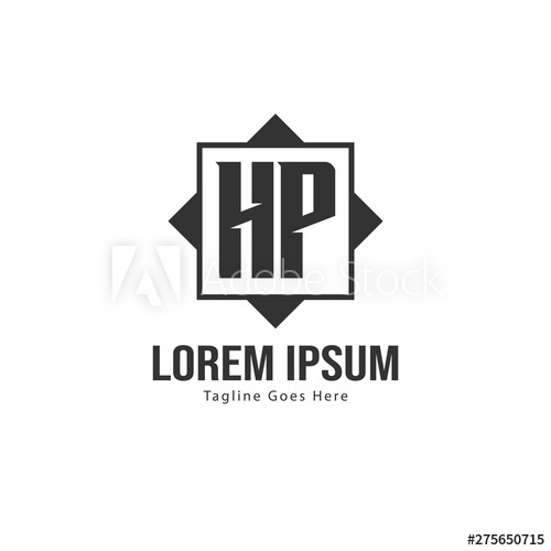 500x500 Initial Hp Logo Template With Modern Frame Minimalist Hp Letter
