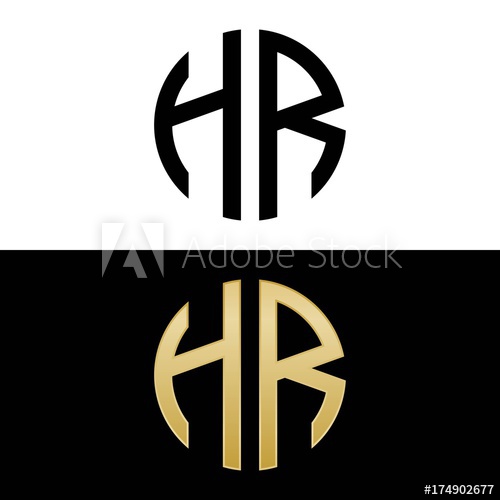 500x500 Hr Initial Logo Circle Shape Vector Black And Gold