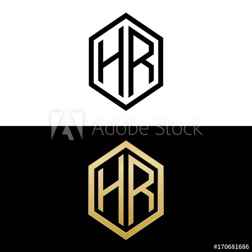 500x500 Initial Letters Logo Hr Black And Gold Monogram Hexagon Shape