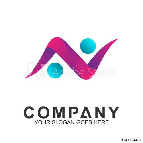 500x500 Letter N Logo With People Connection Shape, Network And Community