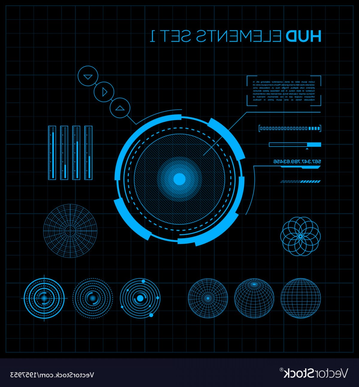 1200x1296 Hud And Gui Set Futuristic User Interface Vector Hoodamathrun