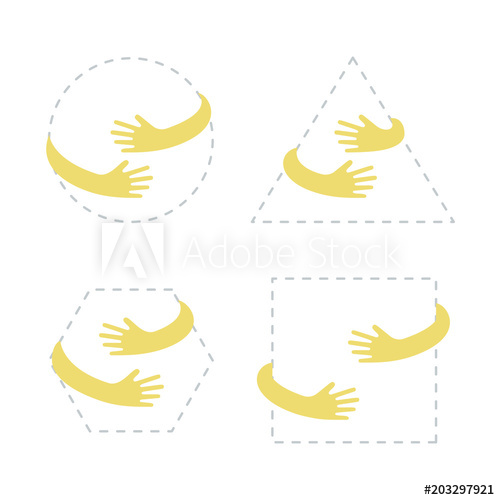 Geometric Shapes With Hand Embrace Logo With Hug Vector 500x500 Geometric Shapes With Hand Embrace Logo With Hug Vector